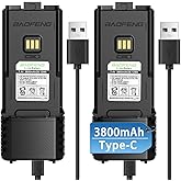 AR-5RM Baofeng Battery 3800mAh Extended Battery with USB-C Charging Cable for Ham Radio Compatible with BaoFeng 5RM UV-5G Plus GM-5RH UV-5RH Series Two-Way Radio Walkie Talkies Accessories,2Pack