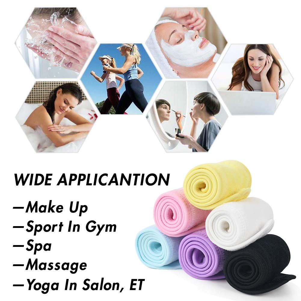 Shindel Spa Facial Headband, 6PCS Make Up Wrap Head Terry Cloth Winter Headband Adjustable Towel, with 3PCS Facial Sponges, Esthetician Supplies