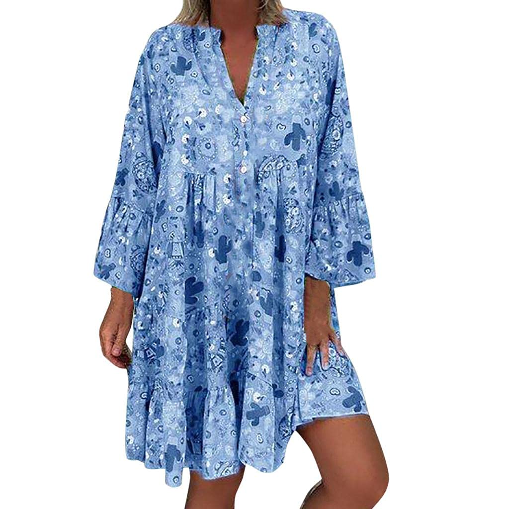 YongANs Tunic Tops Dress for Women 3/4 Sleeve Plus
