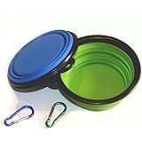 COMSUN Collapsible Dog Bowl, Food Grade Silicone BPA Free, Foldable Expandable Cup Dish for Pet Cat Food Water Feeding Portable Travel Bowl Free Carabiner
