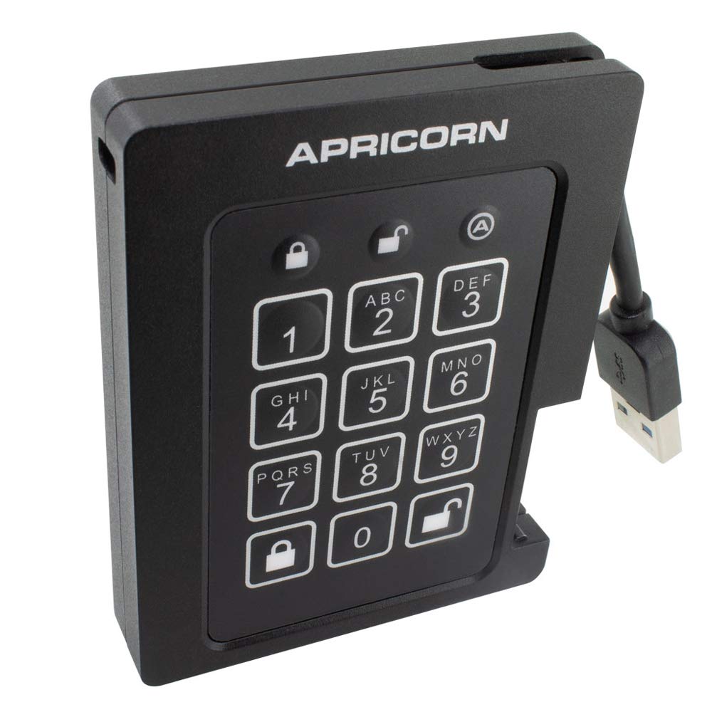 Apricorn 4TB Aegis Padlock SSD 256-Bit, FIPS 140-2 Level 2 Validated Ruggedized USB 3.0 Encrypted External Portable Drive (ASSD-3PL256-4TBF)