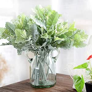 SUXIAO Nuevo Artificial difuso Dusty Miller Plantas Hoja otoño otoño