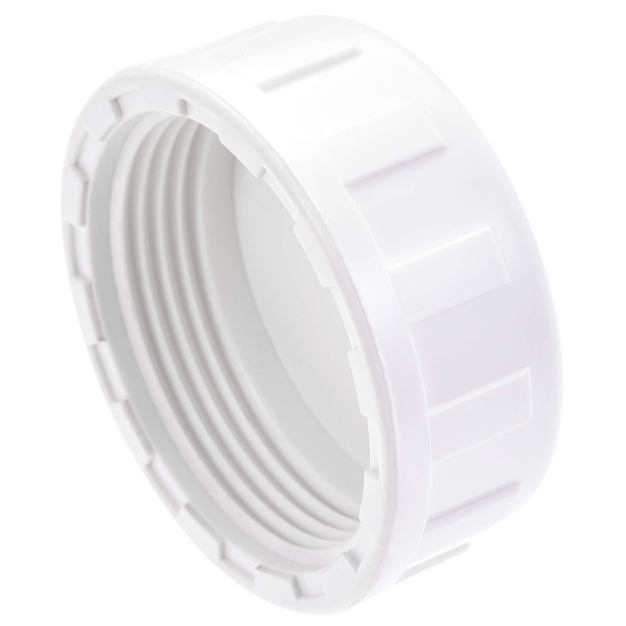 sourcing map 1-1/2PT Pipe Fitting Cap, PVC Round Female Thread Hose Connector, for Garden and Outdoor Water Pipes End, White