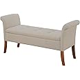 Convenience Concepts Designs4Comfort Garbo Upholstered Storage Bench 51.25" - Modern Ottoman Bench for Living Room, Sitting Bench, Storage Bench with Seating for Entryway, Soft Beige Fabric