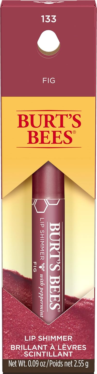 Burt's Bees Lip Shimmer Fig 0.09 oz Moisturizing Natural Shea Butter Peppermint