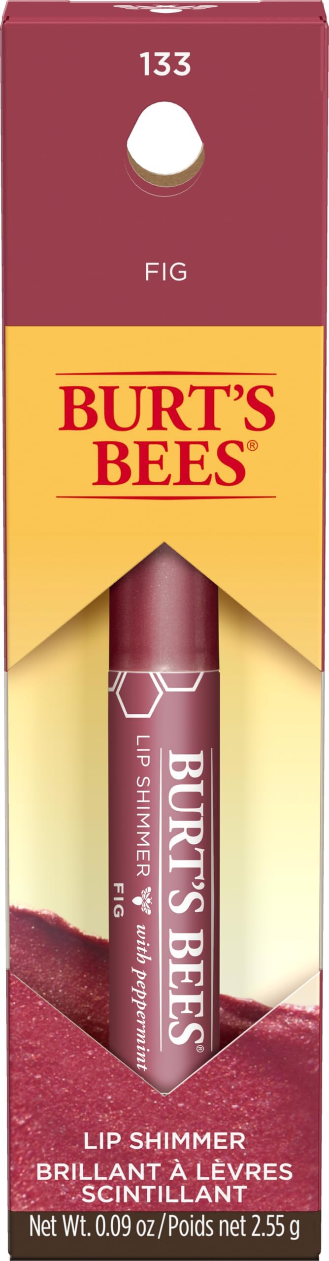 Burt's Bees Lip Shimmer Fig 0.09 oz Moisturizing Natural Shea Butter Peppermint