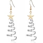 Met-edianger Merry Christmas Earrings Rhinestone Statement Earrings Xmas Tree Bow Bulbs Cane Reindeer Santa Snowman Gingerbread Beaded Drop Dangle Earrings for Women Holiday Festival Jewelry Gift