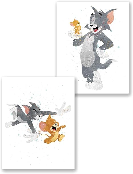 Amazon トムとジェリーポスター 2枚セット 水彩画のウォールアート 子供部屋の装飾ポスター 赤ちゃんへのギフト 8x10 ウォールステッカー オンライン通販