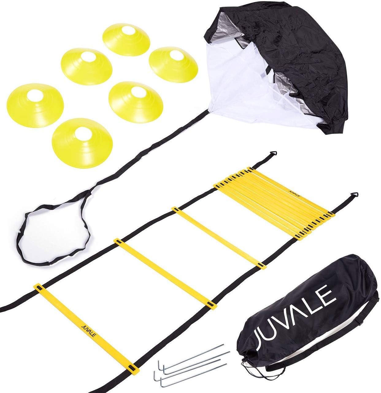 Juvale Speed and Agility Ladder Training Set with 6 Cones and Resistance Parachute: Home & Kitchen