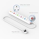 Mscien 5 Way UK Extension Lead with Switches 4m Surge Protected 2500W view 3
