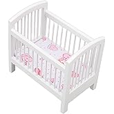 Wooden Doll Crib, 11.4 x 7.1 x 10.2cm/4.5 x 2.8 x 4.0in, Wooden Dollhouse Small Bed Dollhouse Decoration for 1:12 Dollhouse, White