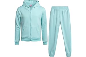 Real Love Girls Sweat Suit Set - 2 Piece Soft Fleece Zip Up Hoodie and Jogger Sweatpants for Girls (Sizes:7-16)