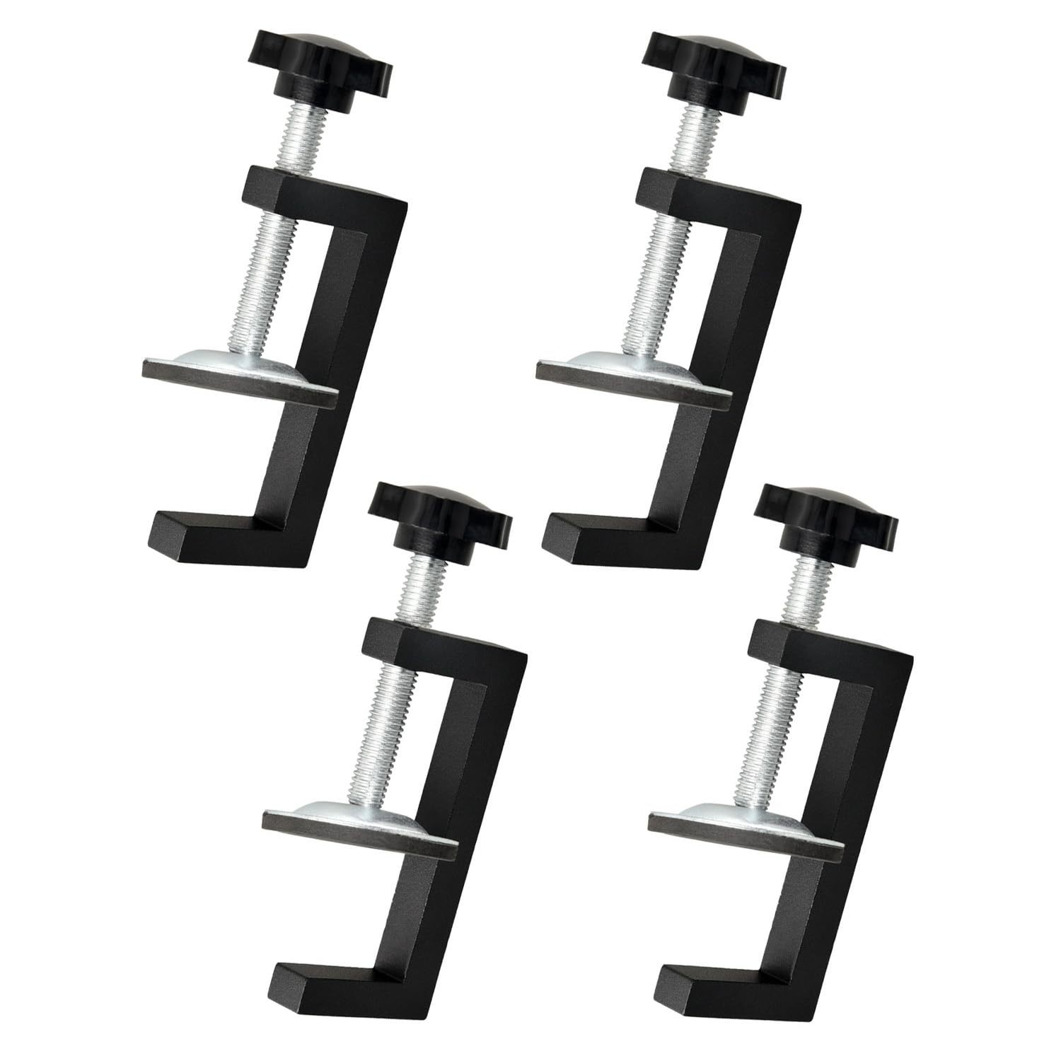 QUVBKZ Pack of 4 G Clamp Kit, Clamping Range 10-57 mm Table Clamp, Adjustable Screw Clamps, Small, Universal Table Clips, for Bedroom, Kitchen, Bathroom, Shelf, (QKZ080a)