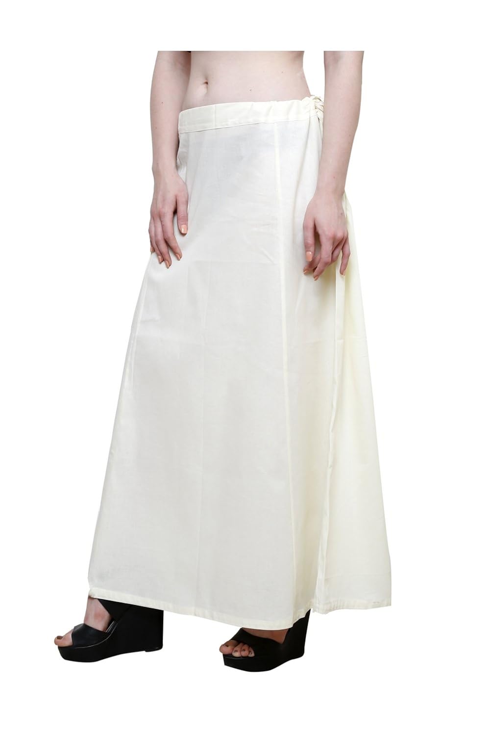 pistaa's women's cotton inskirt saree petticoats (ptccrm, cream, free size)