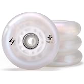 COSMOID Light up Inline Skate Wheels &amp; Roller Blade Wheels 76mm/80mm for Indoor &amp; Outdoor use 90A Luminescence Roller Blade Wheels 4-Pack (PEARL, 76)