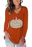 Halloween Long Sleeve T Shirts for Women V Neck