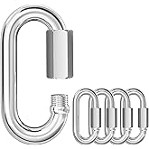 KINLINK 5PCS M4 5/32 Quick Link Chain Connector, 304 Stainless Steel Screw Carabiner, Small Locking Carabiner Clips Heavy Duty Chain Hooks for Connecting Hammock, Swing, Shade Sail-Capacity 500LB