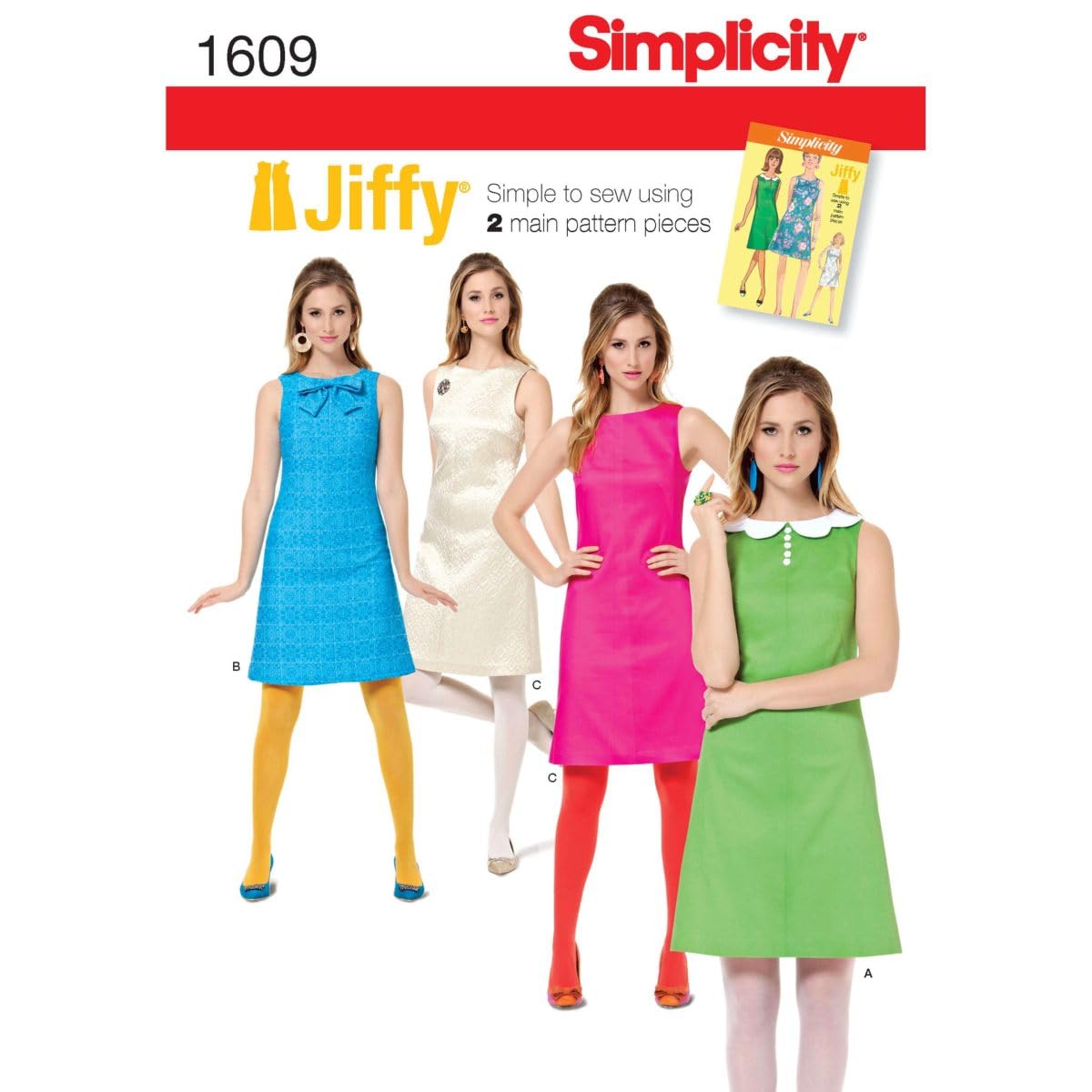 Simplicity Sewing Pattern 1609: Misses' Jiffy 1960's Vintage Dress, Size, Paper, White, R5 (14-16-18-20-22)