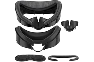 HCHRVR Compatible with Meta/Oculus Quest 3 Accessories,Adjustable Facial Interface And Face Cover Pad with Soft PU Face Cushion Pad Replacement for Quest 3 and Breathable Ice Silk Cotton