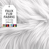 FabricLA Faux Fur Fabric by The Yard - Artificial Craft Fur - 36" X 60" Inch Wide - Fur Fabric for Craft Supply, DIY Furry Plush Projects, Sewing, Decoration, Upholstery, White, 1 Yard
