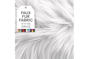 FABRICLA Faux Fur Fabric by The Yard - Artificial Craft Fur - 18" X 60" Inch Wide - Fur Fabric for Craft Supply, DIY Furry Plush Projects, Sewing, Material, Decoration, Upholstery, White, Half Yard