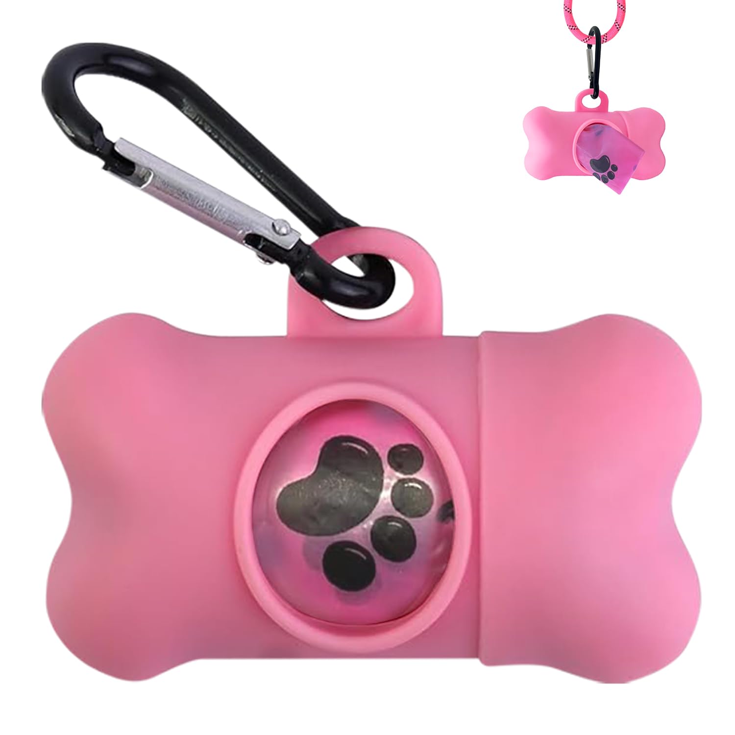 Photo 1 of Dog Poop Bags Dispenser with Carabiner Clip, Doggy Poop Bag Holders for Leashes Include 1 Roll (15 Bags) Leak-Proof Large Lavender Scented Doggie Pet Waste Bags, Dog Accessories Girl, Pink
