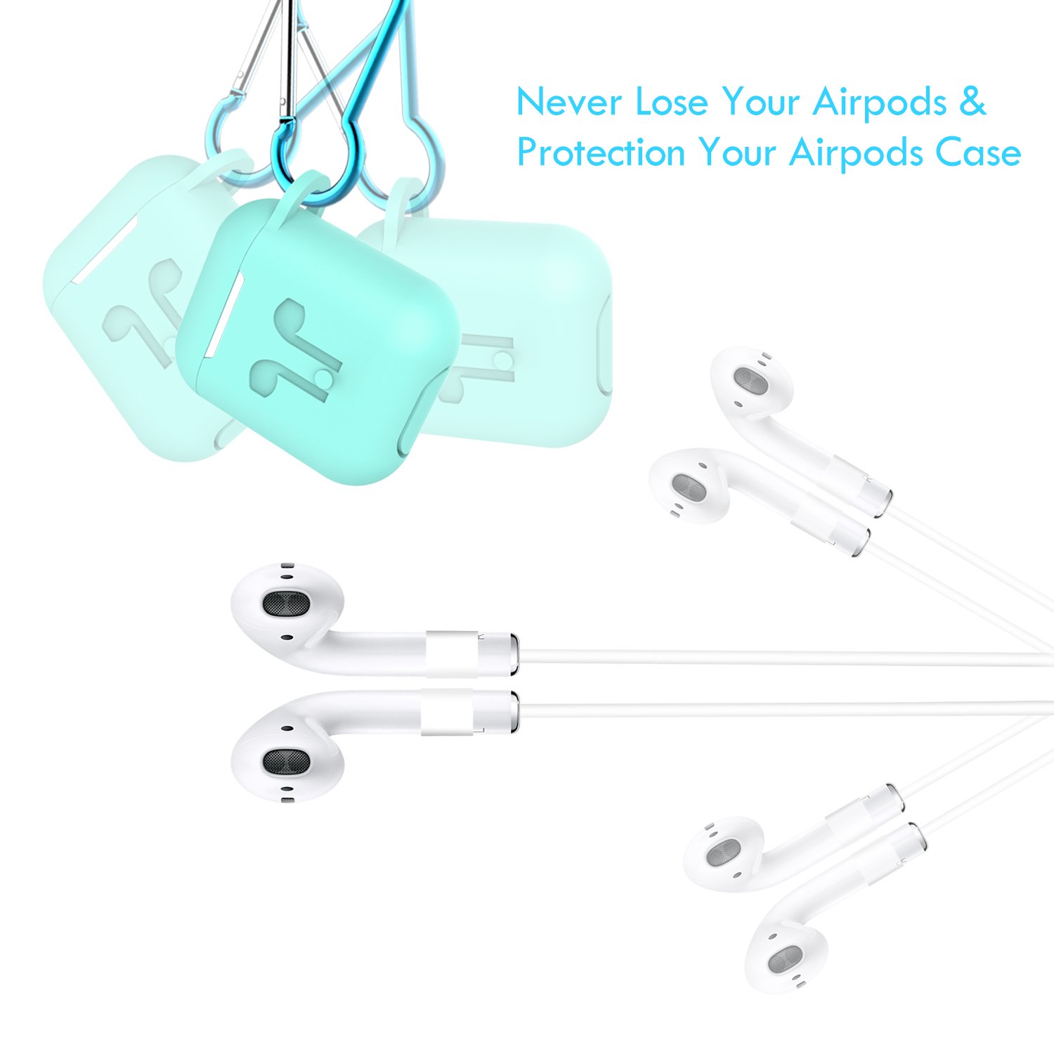 AirPod Case with Strap, GULAKI Airpods Hang Case Airpods Strap Silicone Cover and Skin Accessories for Apple AirPods Charging Case (Sky Blue)
