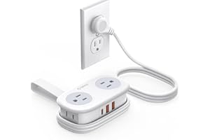 ORICO 20W USB-C PD Travel Power Strip, 4 AC Outlets 3 USB Ports (Fast Charging), 4FT Flat Plug Extension Cord, Cruise Approved, Compact for Business Travel/Dorm -AP3