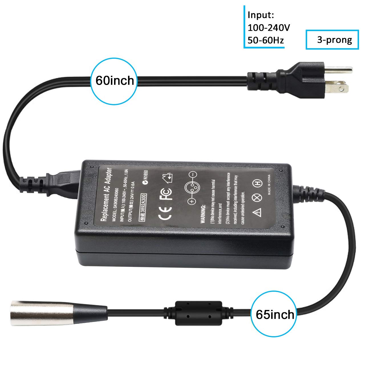 Electric Scooter Battery Charger Compatible for eZip 750 E750 400 E400 500 E500 450 900 eZip 4.0 4.5 E-4.5 Schwinn S180 S500 S750 Trailz Electric Bike Motor Bicycle Parts-24V 0.6A 36W