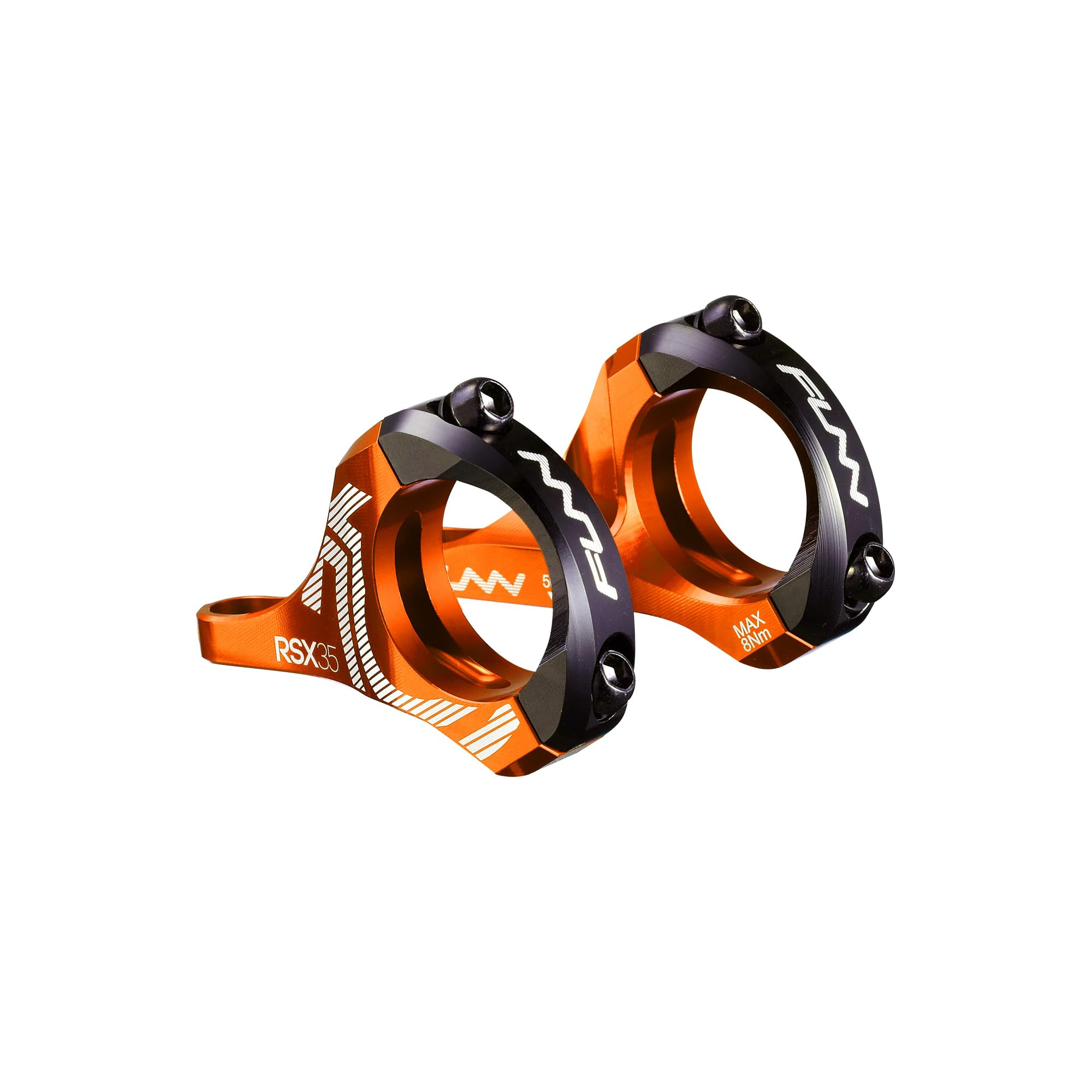 Funn RSX Mountain Bike Direct Mount Bike Stem with 35mm Bar Clamp, 2 Pieces Lightweight Split Design for Dual Crown Forks, Adjustable Extension 45-50mm with 20mm Rise (Orange) — image 1