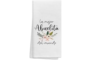 OHSUL La Mejor Abuelita Del Mundo Spanish Highly Absorbent Kitchen Towels Dish Towels Dishcloth,World's Best Grandma Hand Towel Tea Towel for Bathroom Kitchen Decor,Grandma Birthday