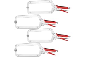 PINGEUI 4 PCS 18 Inch C Clamp Locking Pliers, Heavy Duty C Clamps with Swivel Pads and Rubber Handle Sleeve, Adjustable Weldi