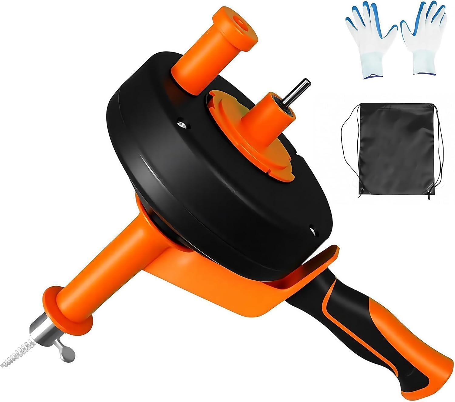 NBYTLT 42Ft Drain Auger, Drain Snake with Drill Bit Adapter and Flexible Hose, with Gloves and Storage Bag, Manual Dual-use Plumbing Snake Suitable for Kitchen, Bathroom