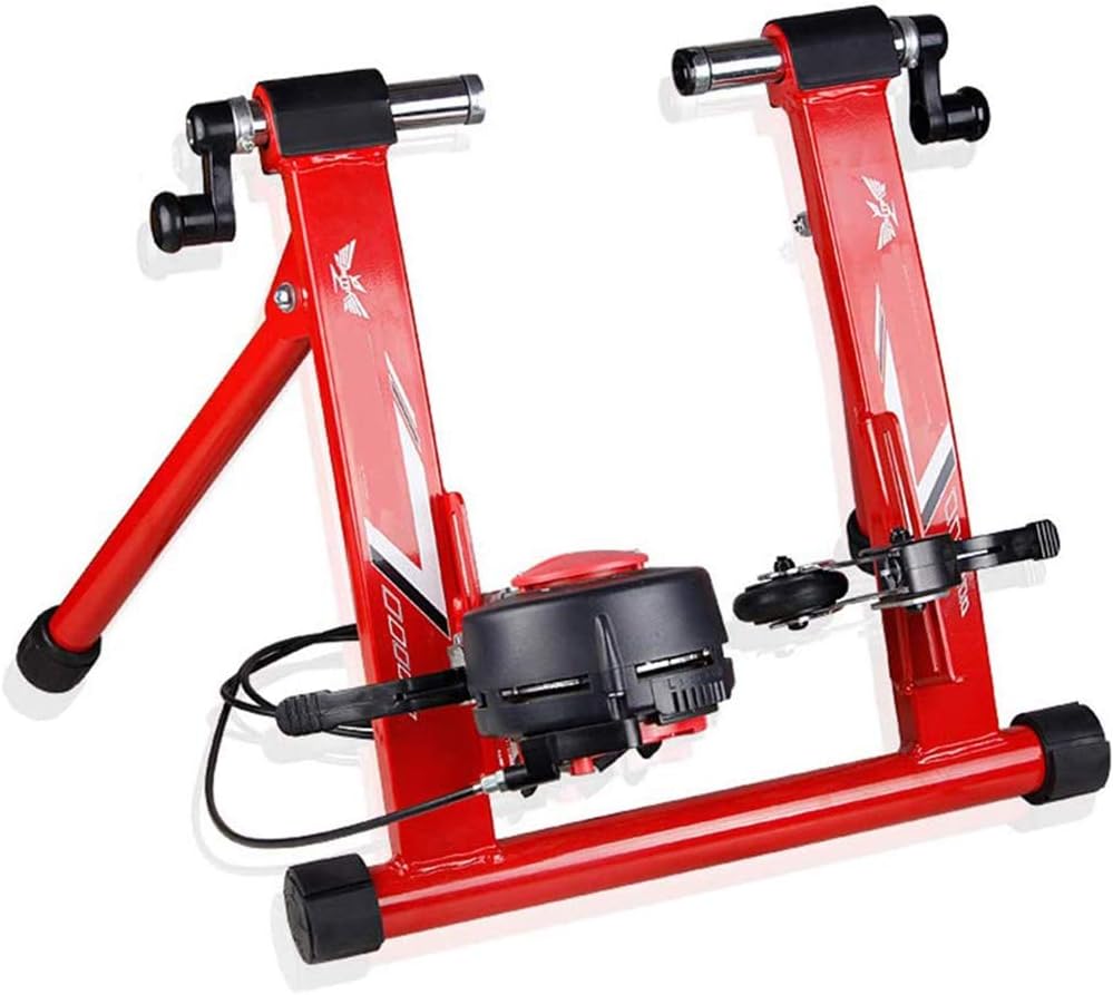 Chlggzw Bicycle Indoor Trainer Stand, Variable Resistance Home Bike Trainer Wire-Controlled Indoor Mountain Road Training Platform Turbo Trainer for 26''-28'' Bike,Red