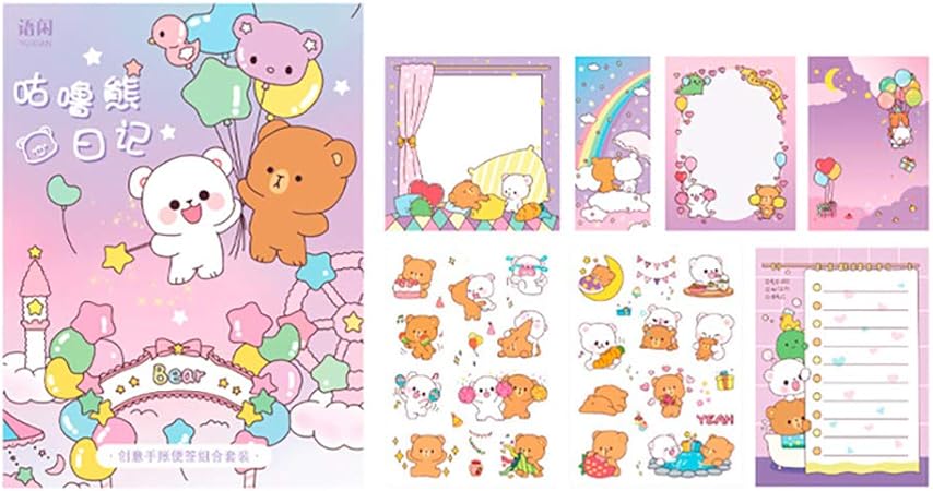 Amazon Doraking 250枚 キュートなクマのイラストノート ライティングパッド スクラップブック デコレーション Todoリスト プランニング用 2シート 装飾ステッカー ドーキングベアメモ クマノート ノート 文房具 オフィス用品