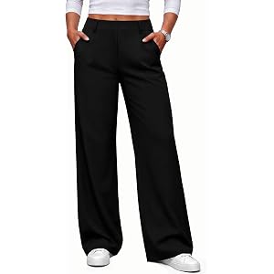 Women Fall Wide Leg Pants Business Casual Outfits Trousers Slacks Trendy | Work Pants,Dress Pants,Palazzo Pants,Pull On,with