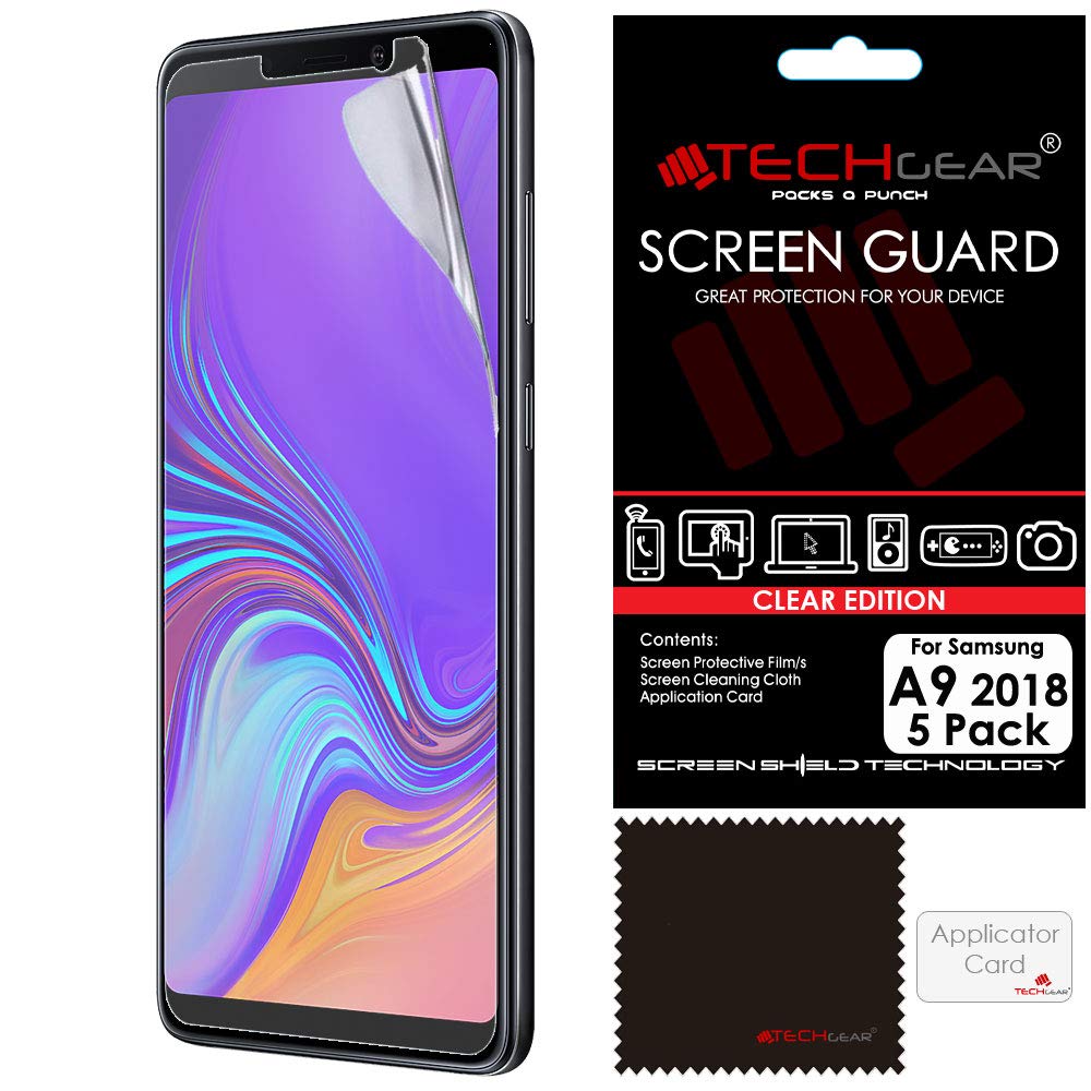 TECHGEAR [5 Pack] Screen Protectors for Samsung Galaxy A9 (SM-A920F Series) CLEAR LCD Screen Protectors Cover Guards Compatible with Samsung A9 2018