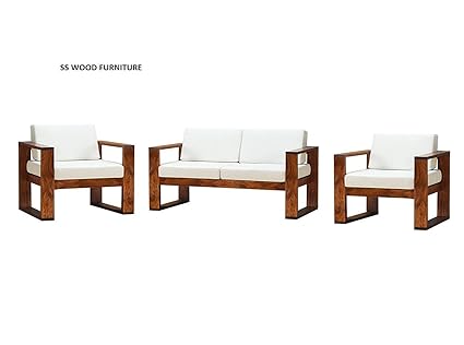 Ss Wood Furniture Sheesham Wood Sofa Set 4 Seater 2 1 1 For Home