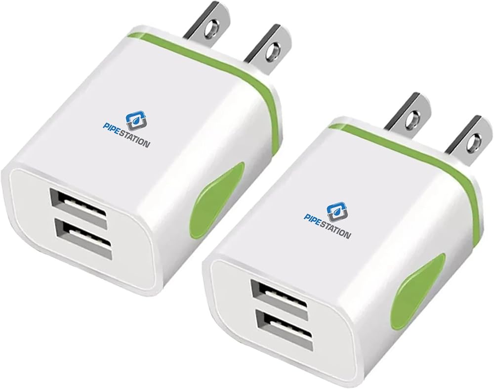 Pipestation UK to USA Plug Adapter 2 USB Ports Travel Charger Canada Mexico