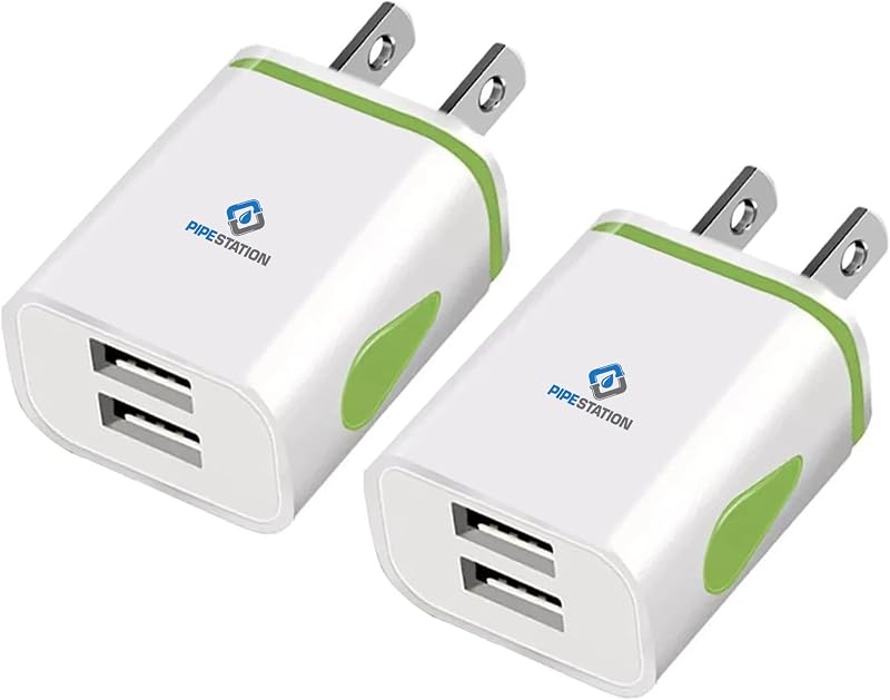 Pipestation UK to USA Plug Adapter 2 USB Ports Travel Charger Canada Mexico