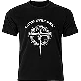 cobaba Christian Jesus Graphic Tees T Shirts for Men Faith Over Fear