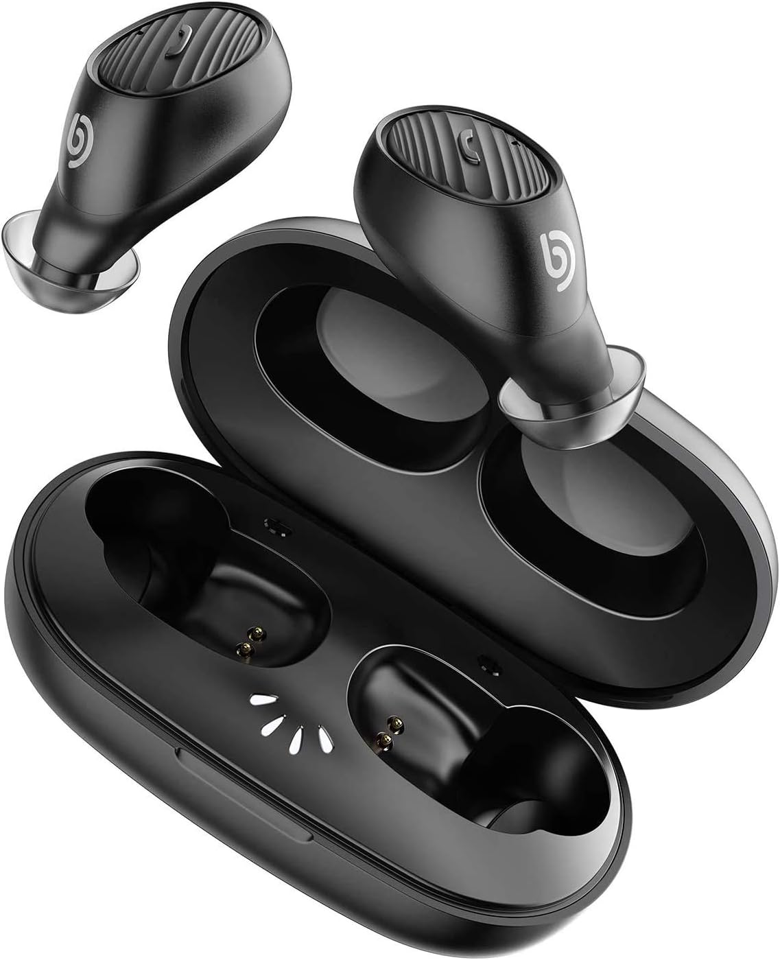 Bomaker True Wireless Earbuds Bluetooth 5.0 in-Ear Stereo Headphones, Built in Mic Headset, Graphene Drivers, Secure Fit, One-Step Pairing, IPX7 Sweatproof for Work, Sports, Gym