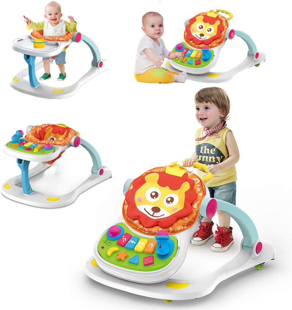 Olz Baby Activity Walkers, Multifunctional 4 In 1 Anti Rollover Trolley Baby Music Educational Toy Walker 6-7-18 Months Learning Walker For Toddlers And Infants Walker Anti-skid Wheels