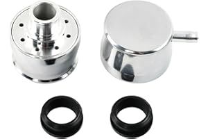 BIGREAT Silver Aluminum Smooth Valve Cover PCV & Breather Combo with 2 Grommets Compatible with SBC BBC SBF For 1-1/4" Hole-2PC