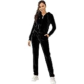 Gary Com Women's Velour Tracksuit Set 2-Piece, Long Sleeve Zip Up Hoodie and Sweatpants Cozy Outfit for Jogging Lounge Wear