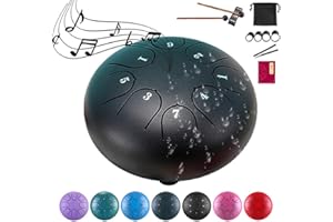 Rain Drum for Outside Garden, 8 Note 6 Inch Steel Tongue Drum, Chakra Drum for Rain Music Chime, Musical Instruments When It 