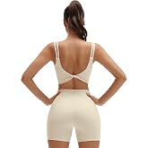 SUUKSESS 2 Piece Workout Sets for Women Twist Back Cami Bike Short | Fitness Yoga Pilates Crop Tank,High Waisted Tummy Control Short,Cute Matching Athletic Sets