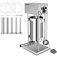 ROVSUN 24.3LBS/15L Electric Sausage Stuffer Maker, Vertical Electric Stuffer Adjustable Speed Stainless Steel Heavy Duty Sausage Filler Meat Stuffer with 5 Stuffing Tubes, Home & Commercial
