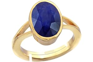 DINJEWEL 7.50 Carat Natural Aa++ Quality Sapphire Adjustable 22k Gold Ring Neelam Loose Gemstone Ring Blue