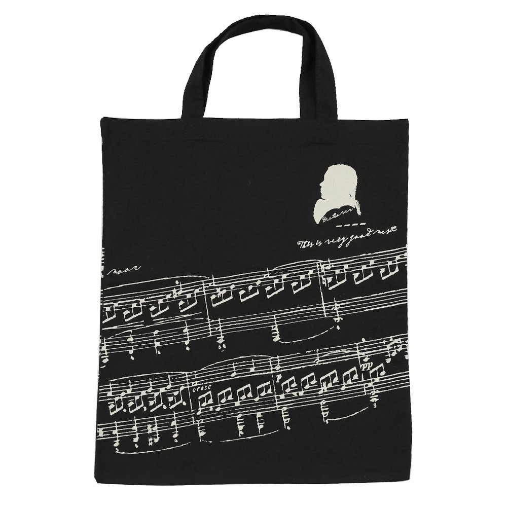 KingPoint Cotton Handbag Women Shopping Bags in Muisc Clef Theme Patterns High Notes and Musical Instruments Designs (Musician and Music Clefs Black)